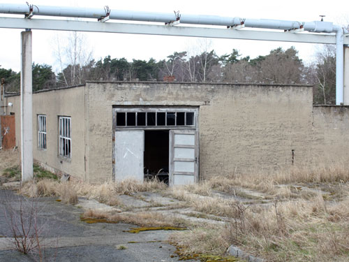 Historische Aufnahme einer Produktionshalle der HASAG-Munitionsfabrik in Schlieben